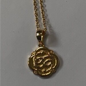 Regal Rose Ouroboros 18K Gold plated Pendant Necklace